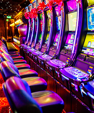 row of colorful slot machines