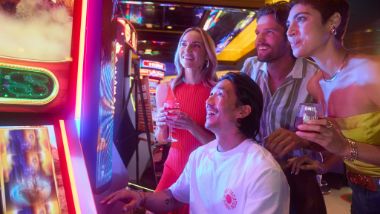 Friends playing slots