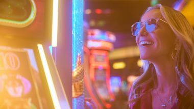 woman playing slots