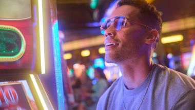 Man playing slots