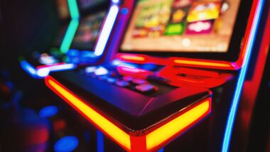 Slot Machine lit up with lights