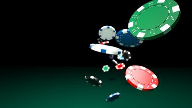 Poker Chips flying through the air
