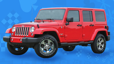 Picture of a red Jeep Wrangler JX.